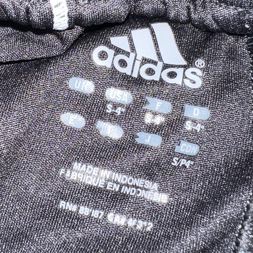 Adidas Athletic Running/Soccer Black and White Stripe Shorts Size Small 4 inch - Picture 6 of 8